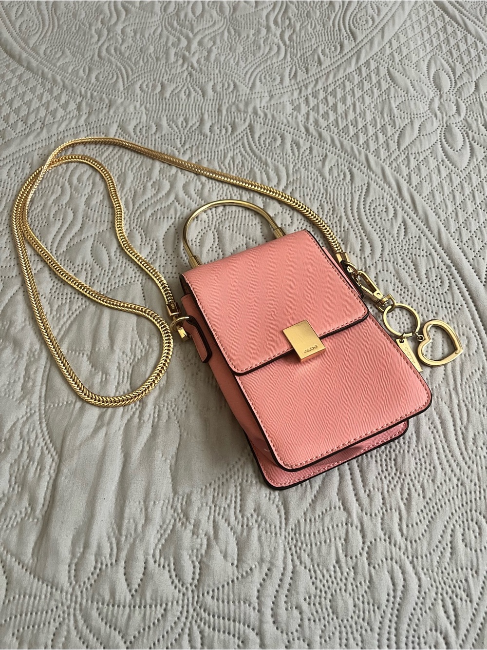 Aldo Pink Mini Crossbody Bag with Gold Hardware